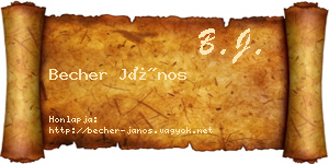 Becher János névjegykártya